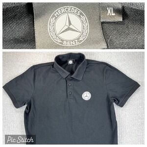 Mercedes Benz Mens Black Short Sleeve Polo Shirt XL automotive track racing
